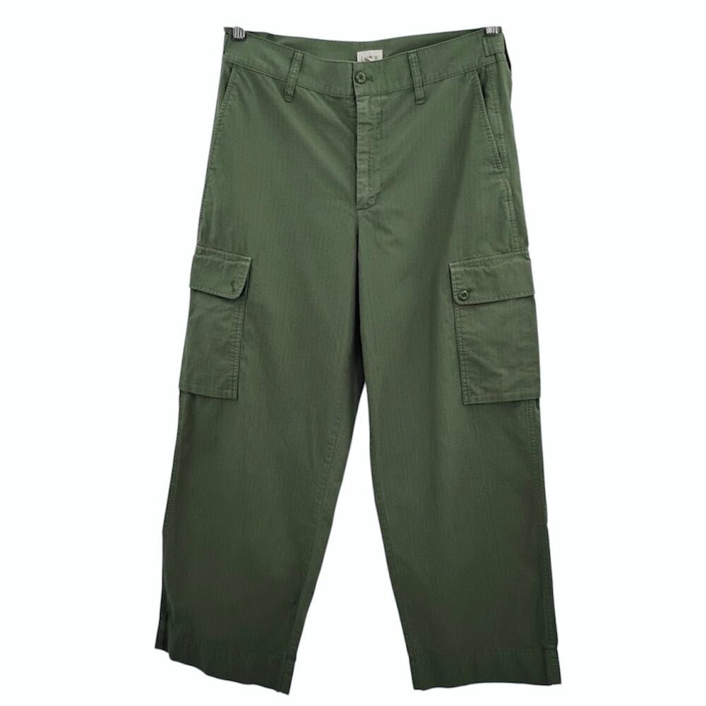 J Crew Cargo Pants Ripstop Cotton Green Pockets BW538 Womens Size 30